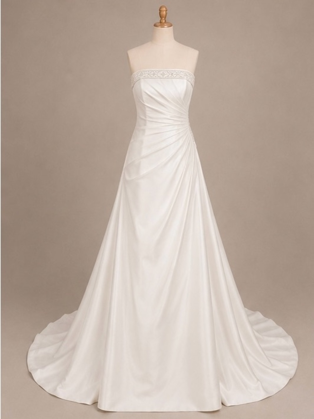 💍 NWT Size 16 Ivory Satin Wedding Gown | Corset Back | Optional Spaghetti Straps